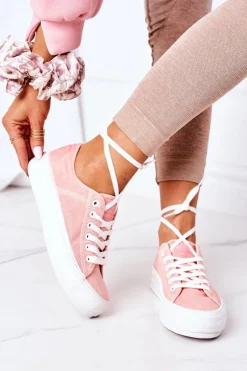 Sale Lee Cooper Damskie Tenisówki Na Platformie LCW-21-31-0125L Koralowe