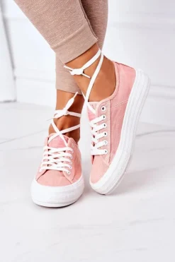 Sale Lee Cooper Damskie Tenisówki Na Platformie LCW-21-31-0125L Koralowe