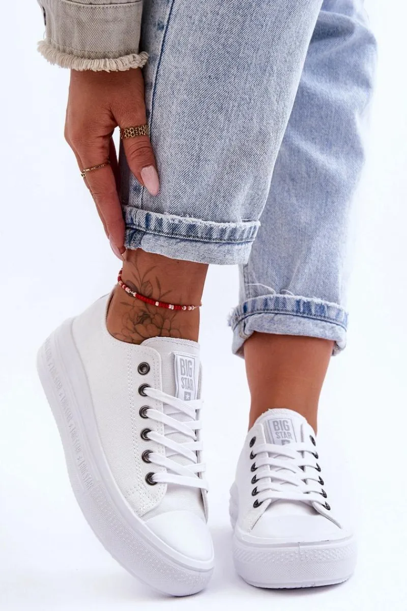 Sale Big Star Shoes Damskie Tenisówki Na Platformie Big Star LL274A177 Białe