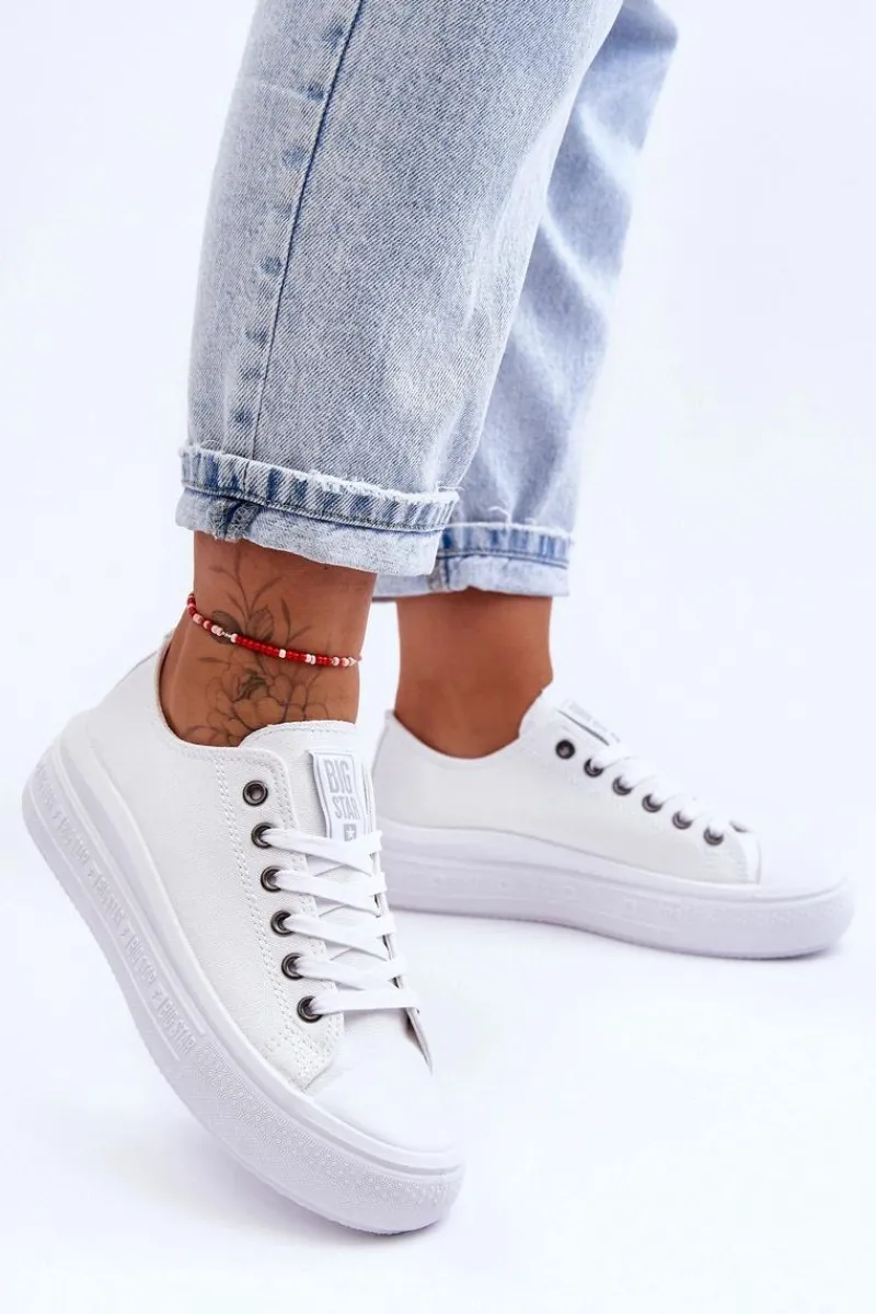 Sale Big Star Shoes Damskie Tenisówki Na Platformie Big Star LL274A177 Białe