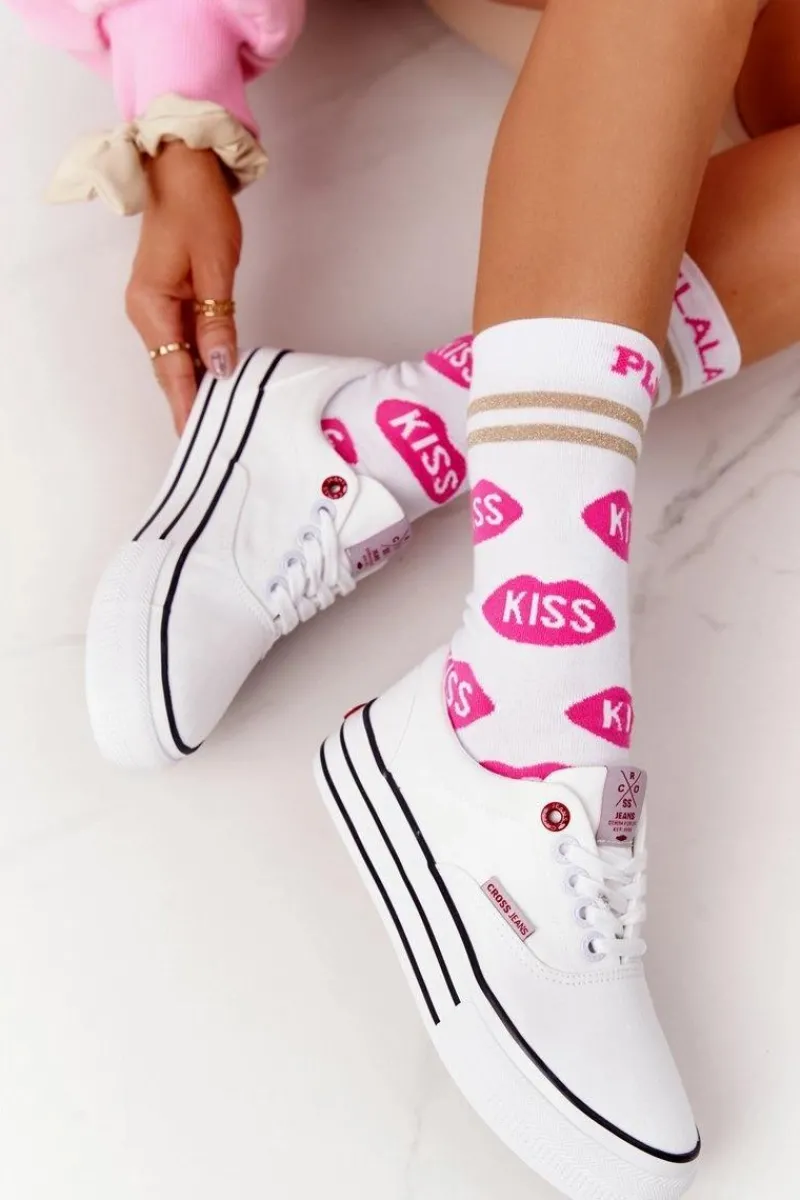 Trampki Damskie Niskie>Cross Jeans Damskie Tenisówki Na Platformie FF2R4001C Białe