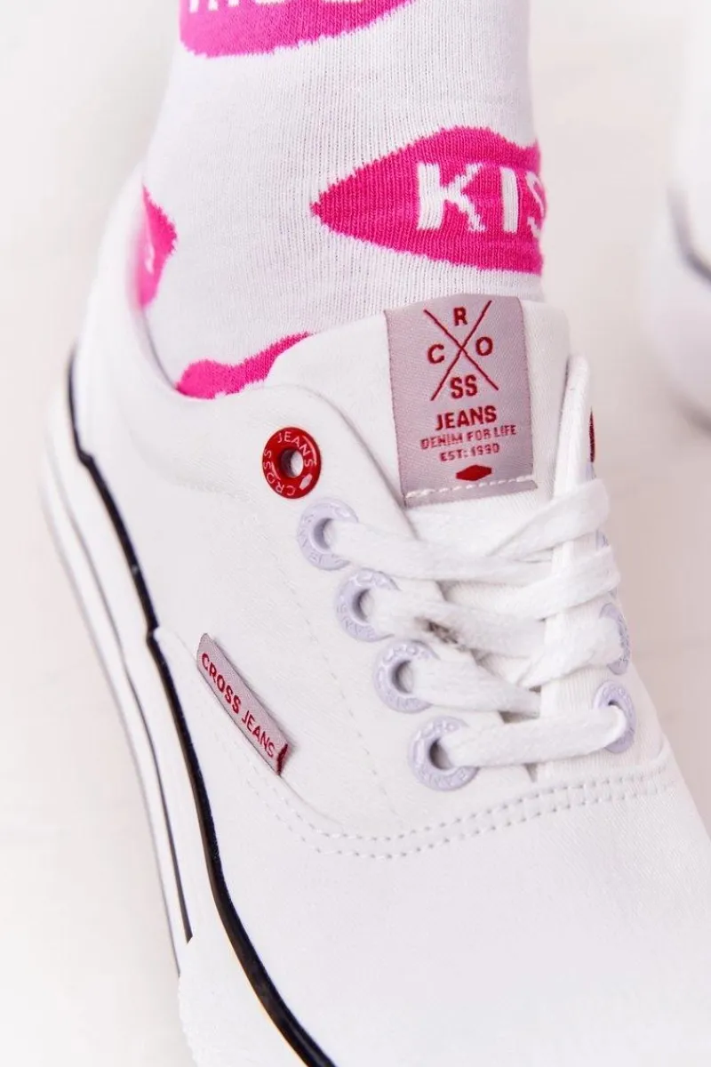 Trampki Damskie Niskie>Cross Jeans Damskie Tenisówki Na Platformie FF2R4001C Białe