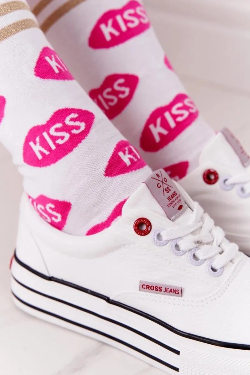 Trampki Damskie Niskie>Cross Jeans Damskie Tenisówki Na Platformie FF2R4001C Białe