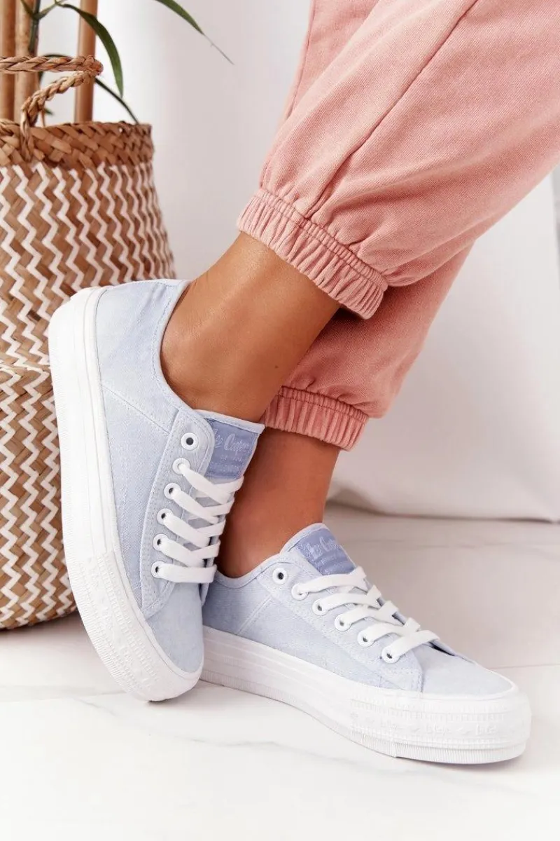 Best Damskie Tenisówki Na Platformie LCW-21-31-0123L Niebieskie Damskie Trampki Damskie Niskie