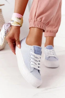 Best Damskie Tenisówki Na Platformie LCW-21-31-0123L Niebieskie Damskie Trampki Damskie Niskie