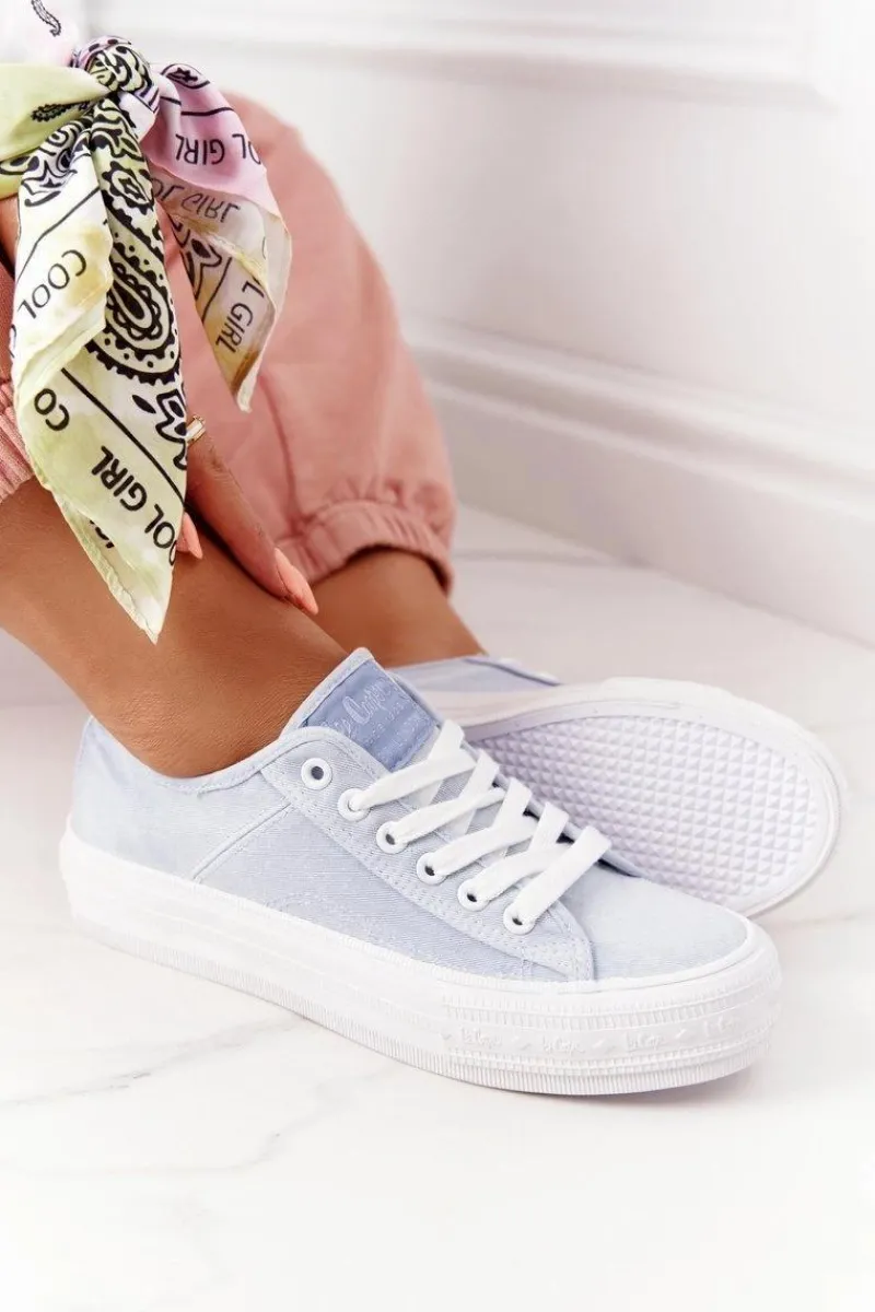 Best Damskie Tenisówki Na Platformie LCW-21-31-0123L Niebieskie Damskie Trampki Damskie Niskie
