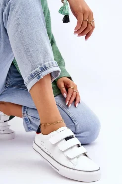 Best Damskie Tenisówki Na Rzepy Big Star LL274A207 Białe Damskie Trampki Damskie Big Star|Trampki Damskie Niskie