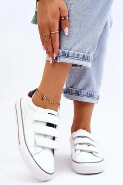 Best Damskie Tenisówki Na Rzepy Big Star LL274A207 Białe Damskie Trampki Damskie Big Star|Trampki Damskie Niskie