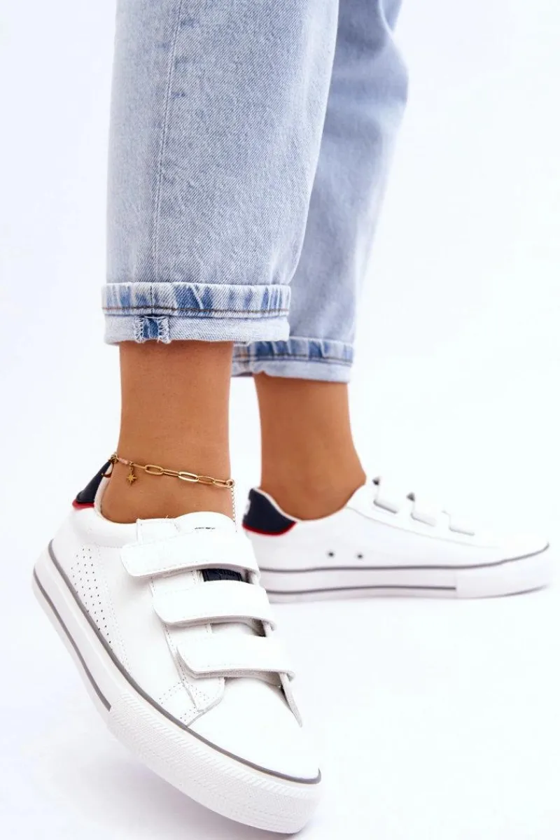 Best Damskie Tenisówki Na Rzepy Big Star LL274A207 Białe Damskie Trampki Damskie Big Star|Trampki Damskie Niskie