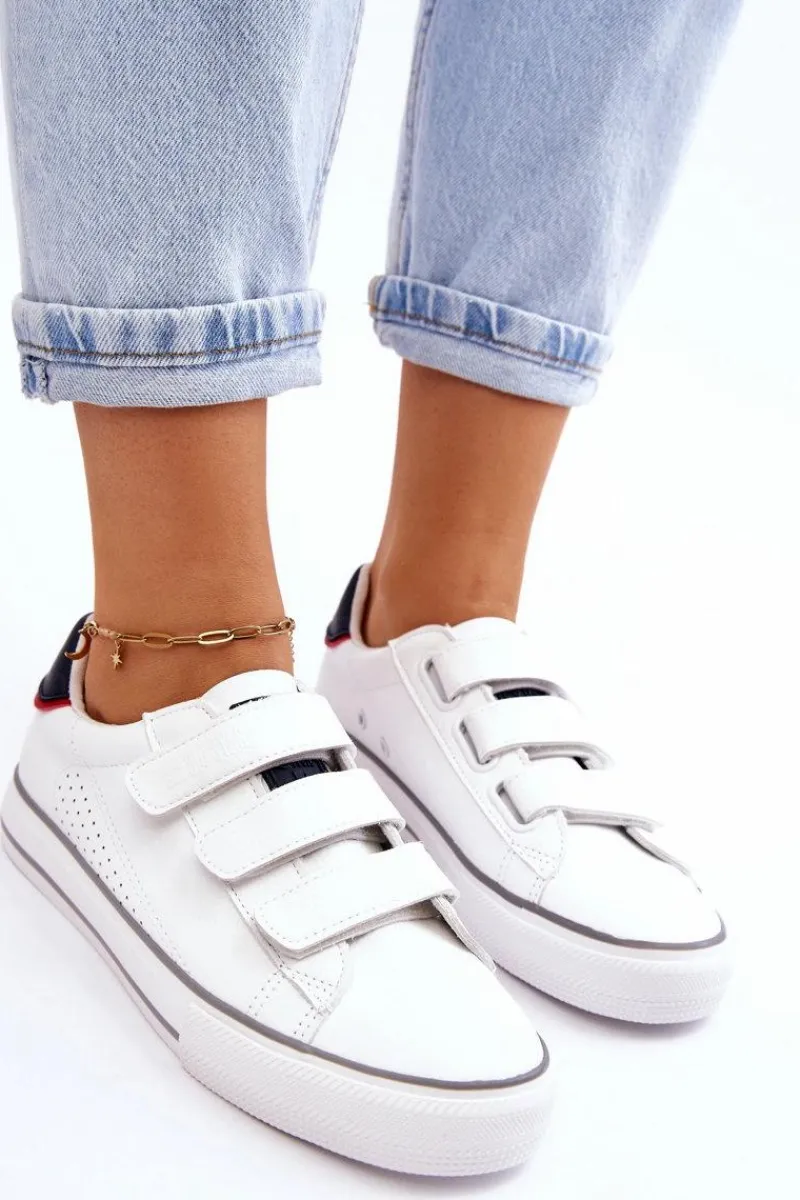 Best Damskie Tenisówki Na Rzepy Big Star LL274A207 Białe Damskie Trampki Damskie Big Star|Trampki Damskie Niskie