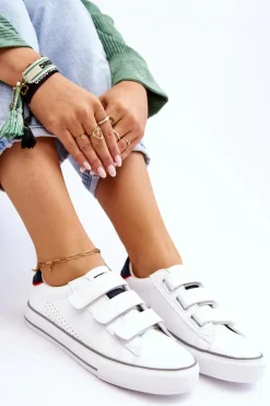 Best Damskie Tenisówki Na Rzepy Big Star LL274A207 Białe Damskie Trampki Damskie Big Star|Trampki Damskie Niskie