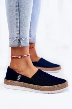 New Damskie Tenisówki Slip On Big Star KK276009 Granatowe Damskie Trampki Damskie Slip-On|Trampki Damskie Big Star