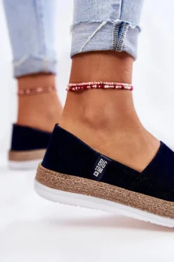 New Damskie Tenisówki Slip On Big Star KK276009 Granatowe Damskie Trampki Damskie Slip-On|Trampki Damskie Big Star