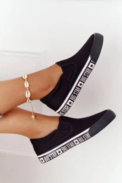 Discount Damskie Tenisówki Slip-on Big Star HH274012 Czarne Damskie Trampki Damskie Slip-On|Trampki Damskie Big Star