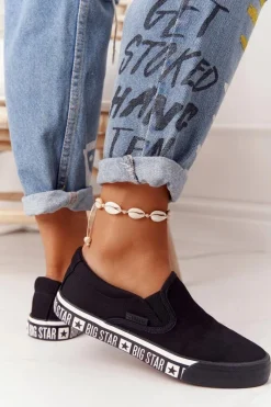 Discount Damskie Tenisówki Slip-on Big Star HH274012 Czarne Damskie Trampki Damskie Slip-On|Trampki Damskie Big Star