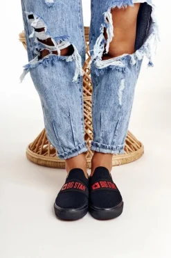 Best Big Star Shoes Damskie Tenisówki Slip-on Big Star FF274221 Czarne