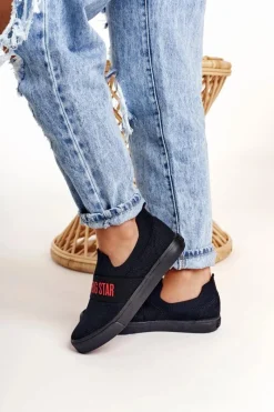 Best Big Star Shoes Damskie Tenisówki Slip-on Big Star FF274221 Czarne