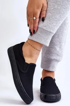 Sale Big Star Shoes Damskie Tenisówki Slip-On Big Star LL274392 Czarne