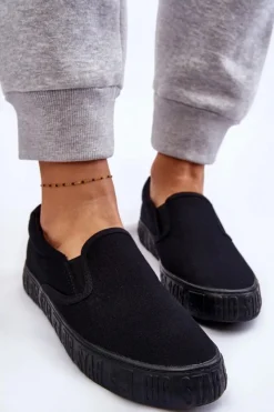 Sale Big Star Shoes Damskie Tenisówki Slip-On Big Star LL274392 Czarne