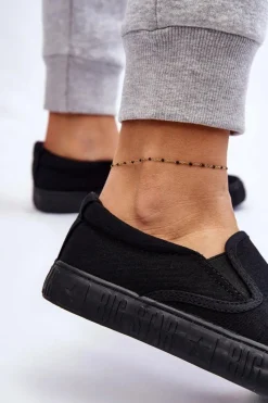 Sale Big Star Shoes Damskie Tenisówki Slip-On Big Star LL274392 Czarne