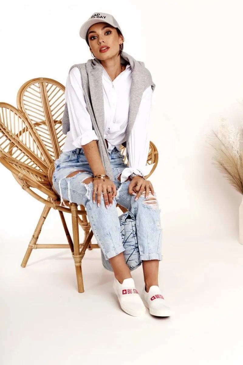 Damskie Tenisówki Slip-on Big Star FF274219 Białe Damskie Trampki Damskie Slip-On|Trampki Damskie Big Star