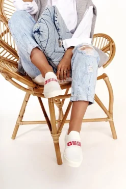 Damskie Tenisówki Slip-on Big Star FF274219 Białe Damskie Trampki Damskie Slip-On|Trampki Damskie Big Star