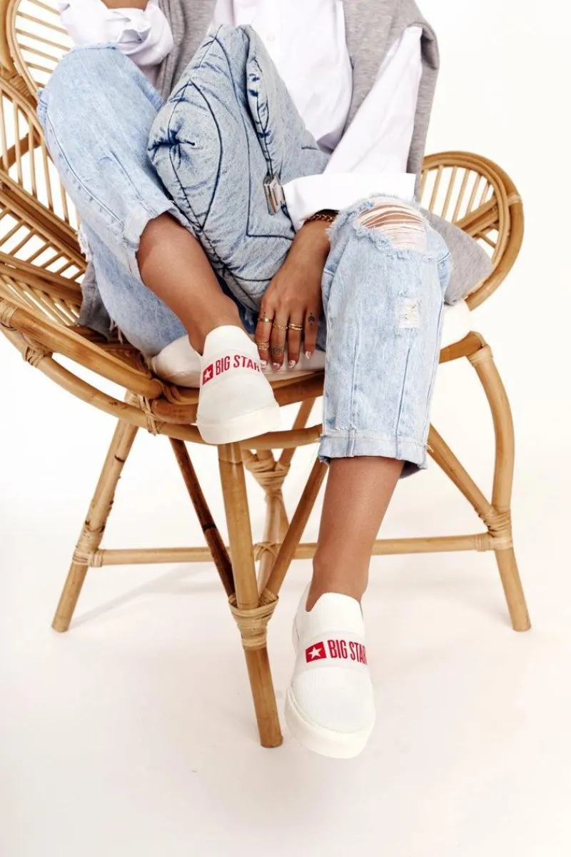 Damskie Tenisówki Slip-on Big Star FF274219 Białe Damskie Trampki Damskie Slip-On|Trampki Damskie Big Star