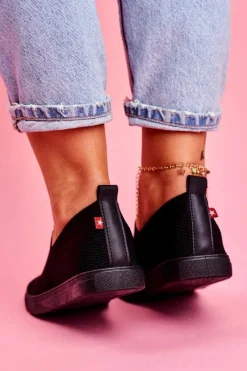 Best Big Star Shoes Damskie Tenisówki Slip-on Czarne Big Star FF274A609