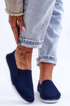 Hot Evento Damskie Tenisówki Slip-On Granatowe Versali