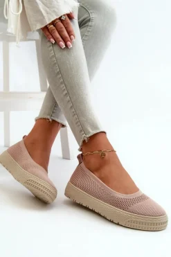 Hot Evento Damskie Tenisówki Slip-on Na Platformie Różowe Pimadea