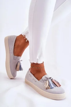 Clearance Boto Damskie Tenisówki Trampki Slip-On Szare Venira