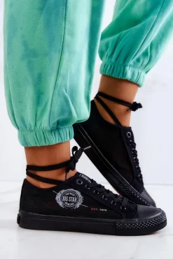 Big Star Shoes Damskie Tenisówki Trampki BIG STAR JJ274A256 Czarne Czarny