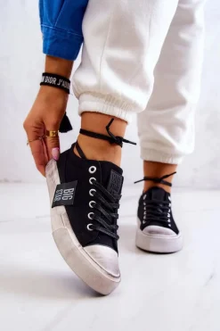 Outlet Big Star Shoes Damskie Tenisówki Trampki BIG STAR JJ274354 Czarno-Białe