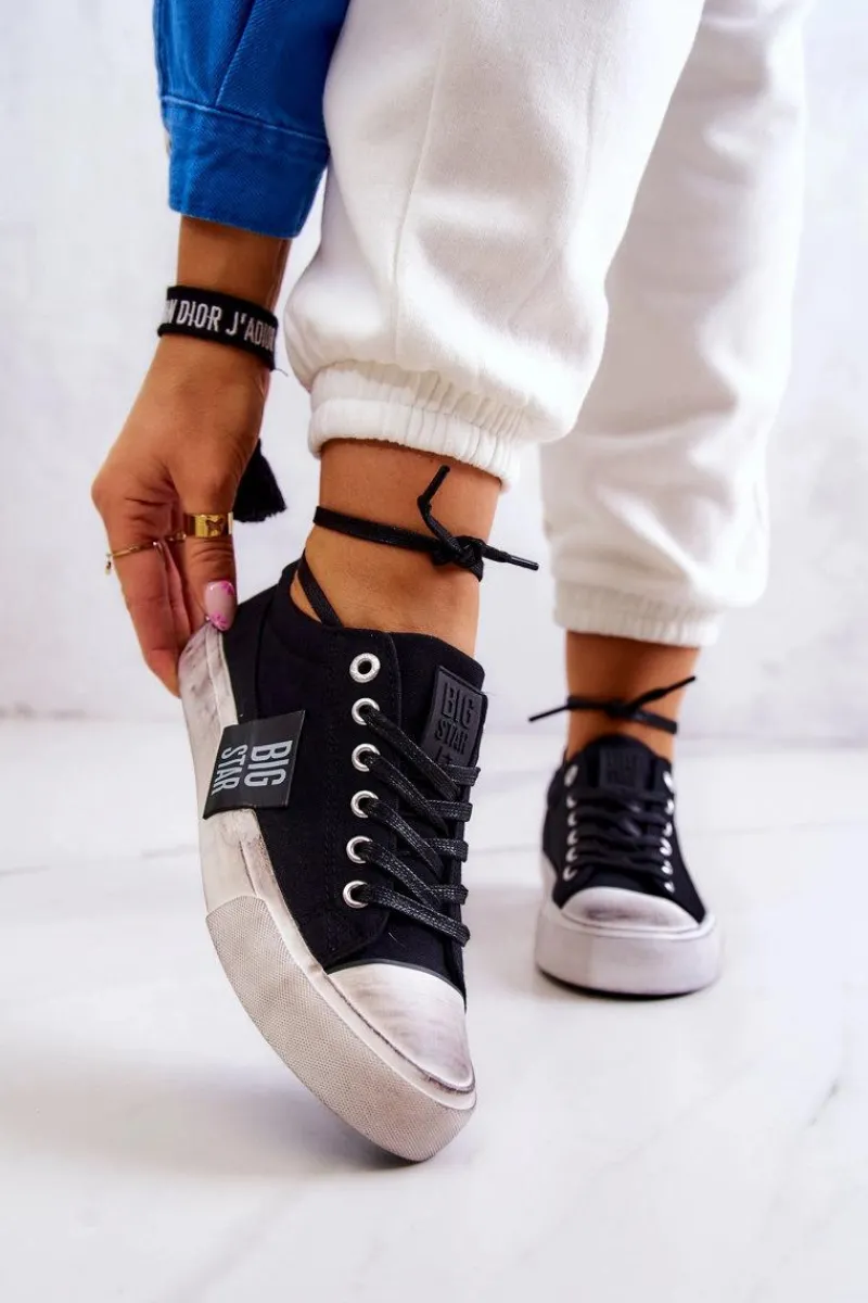 Outlet Big Star Shoes Damskie Tenisówki Trampki BIG STAR JJ274354 Czarno-Białe
