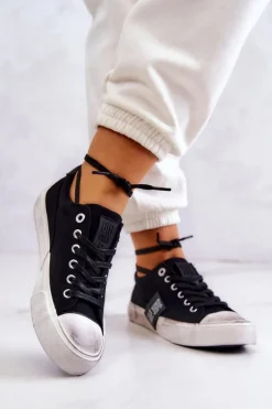 Outlet Big Star Shoes Damskie Tenisówki Trampki BIG STAR JJ274354 Czarno-Białe
