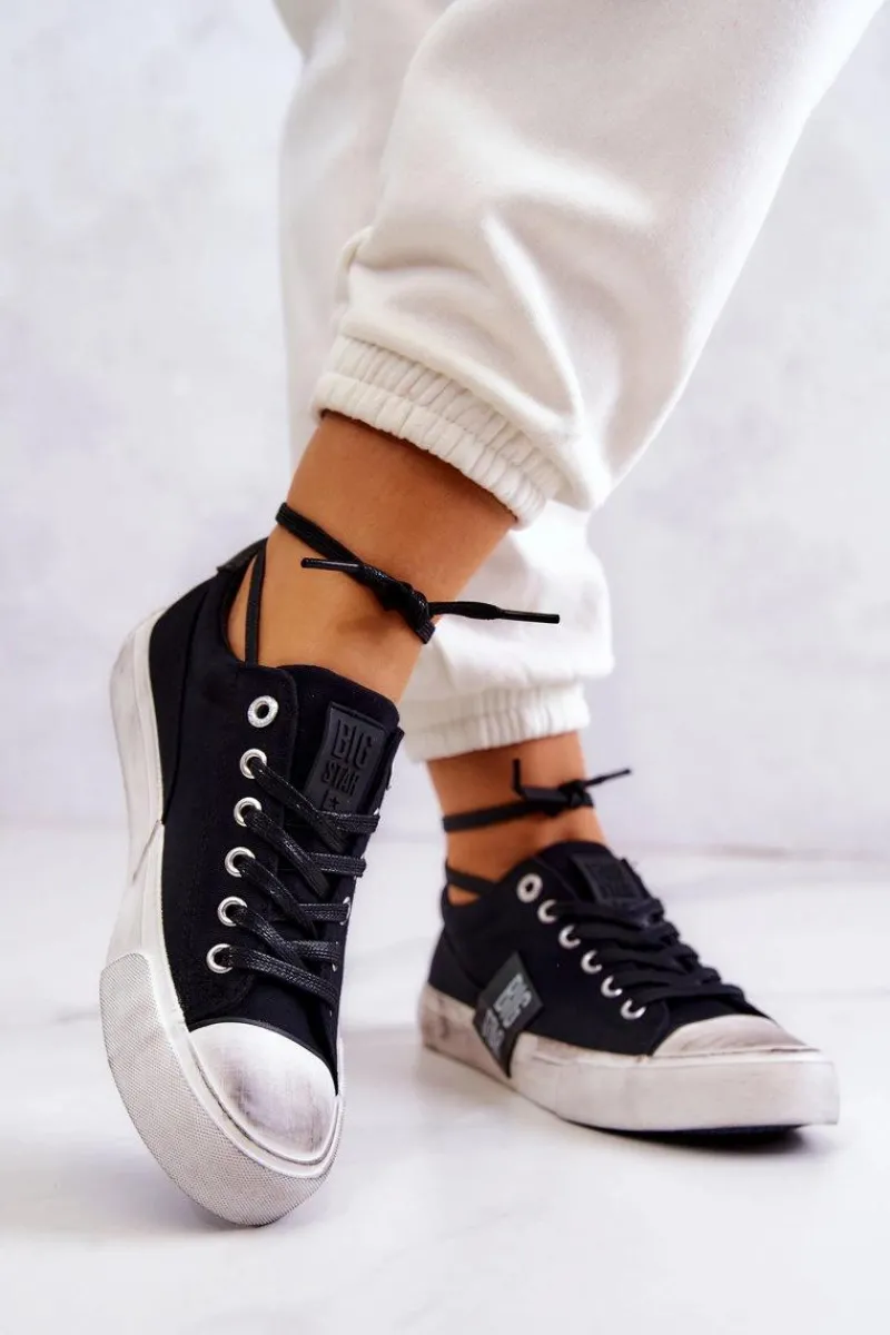 Outlet Big Star Shoes Damskie Tenisówki Trampki BIG STAR JJ274354 Czarno-Białe