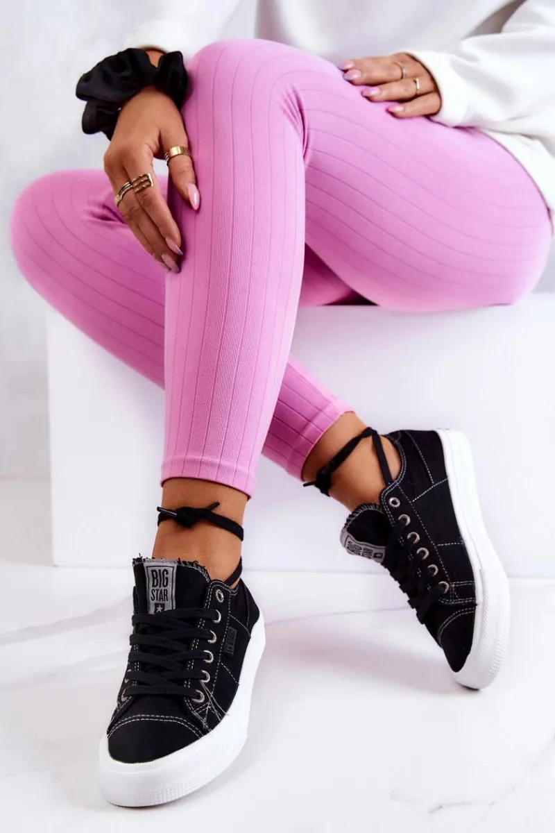Hot Big Star Shoes Damskie Tenisówki Trampki BIG STAR JJ274098 Czarne