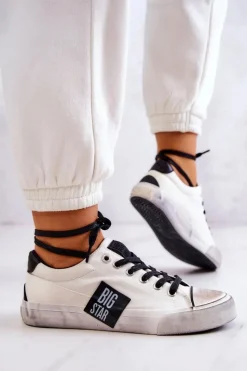 Hot Big Star Shoes Damskie Tenisówki Trampki BIG STAR JJ274350 Biało-Czarne