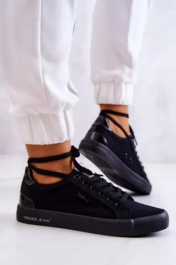 Trampki Damskie Cross Jeans|Trampki Damskie Niskie>Cross Jeans Damskie Tenisówki Wiązane JJ2R4039C Czarne Czarny