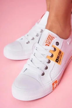 Clearance Big Star Shoes Damskie Trampki Big Star Ażurowe FF274035 Białe