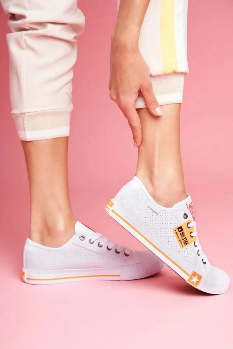 Clearance Big Star Shoes Damskie Trampki Big Star Ażurowe FF274035 Białe