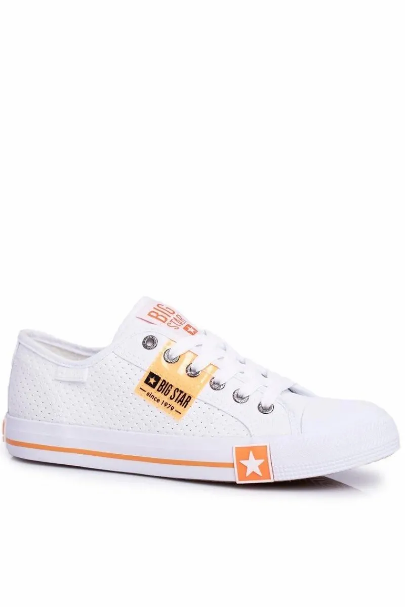 Clearance Big Star Shoes Damskie Trampki Big Star Ażurowe FF274035 Białe