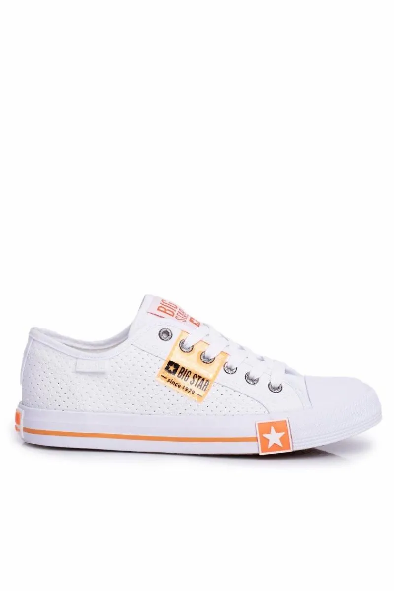 Clearance Big Star Shoes Damskie Trampki Big Star Ażurowe FF274035 Białe