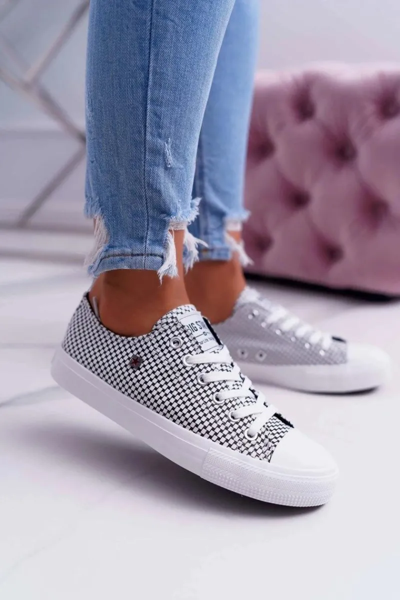 Best Big Star Shoes Damskie Trampki Big Star W Kratkę Białe DD274035