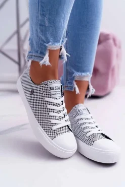 Best Big Star Shoes Damskie Trampki Big Star W Kratkę Białe DD274035