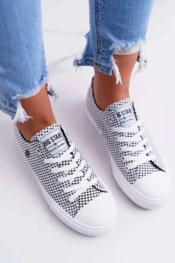 Best Big Star Shoes Damskie Trampki Big Star W Kratkę Białe DD274035