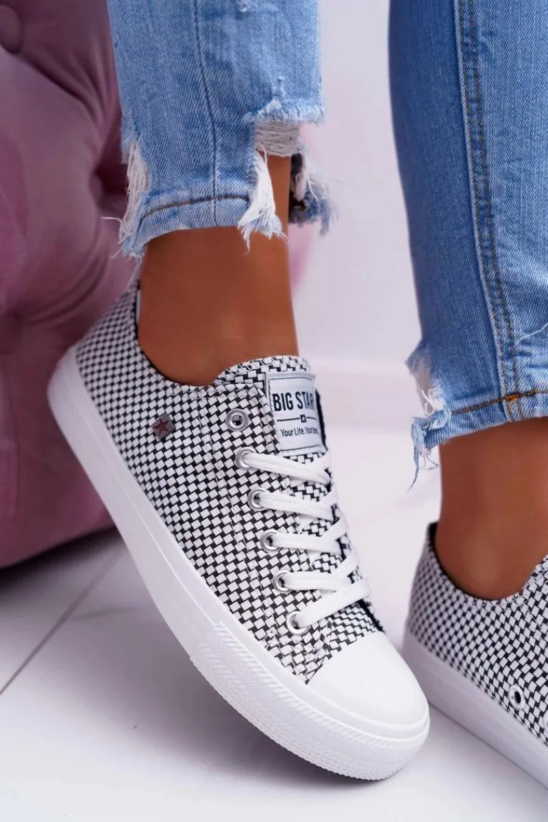Best Big Star Shoes Damskie Trampki Big Star W Kratkę Białe DD274035