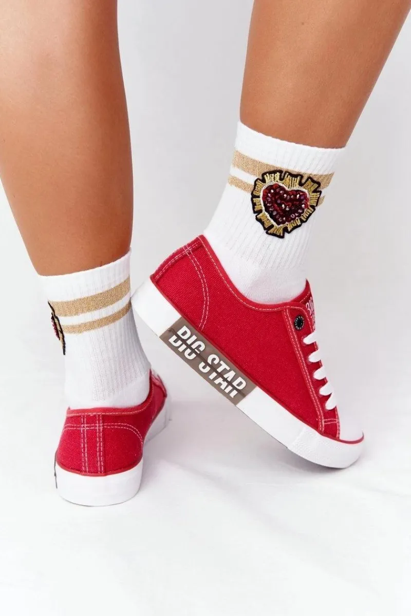 Trampki Damskie Big Star|Trampki Damskie Niskie>Big Star Shoes Damskie Trampki BIG STAR HH274115 Czerwone Czerwony