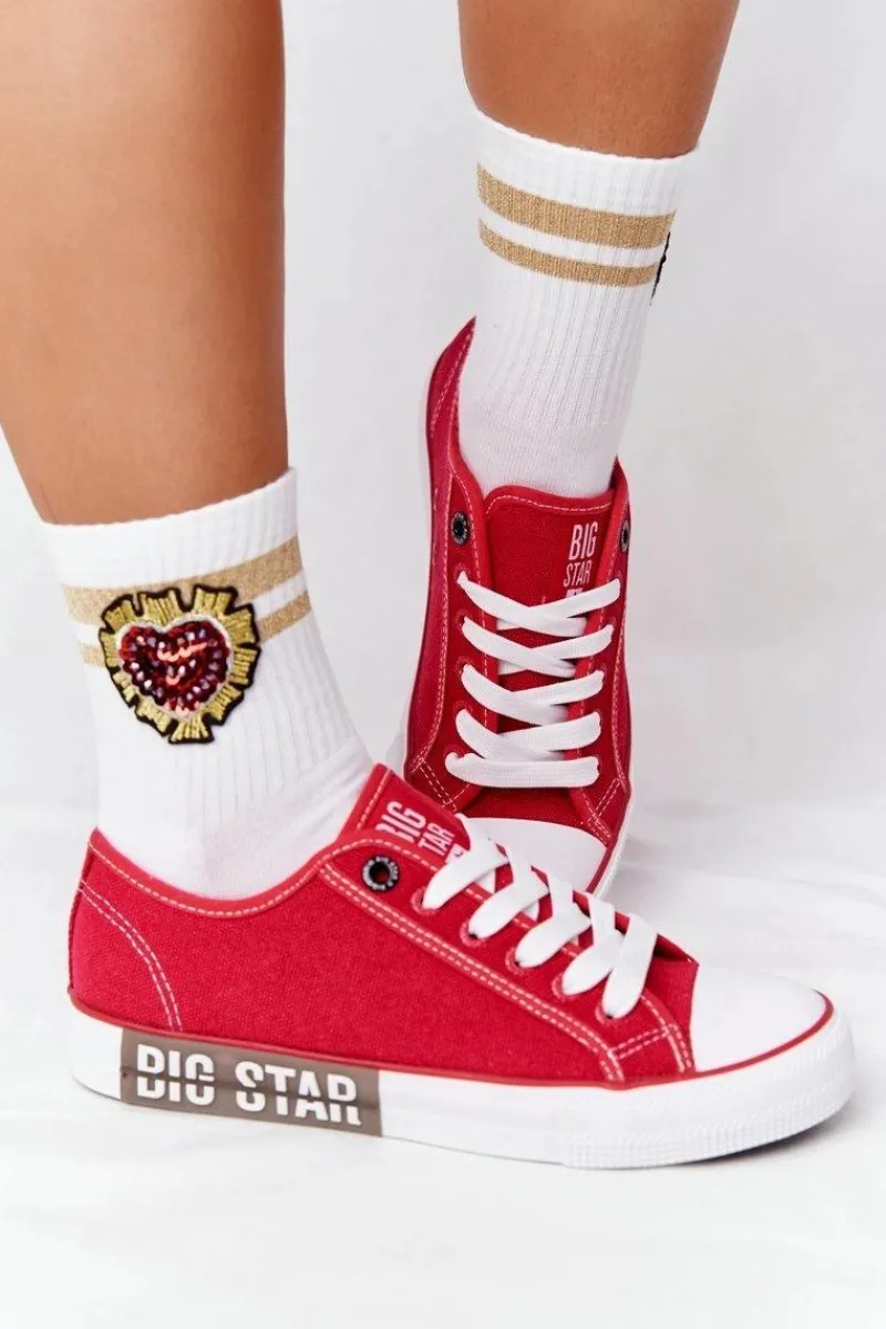 Trampki Damskie Big Star|Trampki Damskie Niskie>Big Star Shoes Damskie Trampki BIG STAR HH274115 Czerwone Czerwony