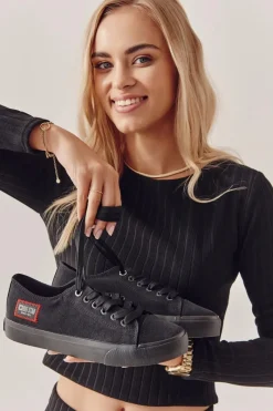 Best Damskie Trampki BIG STAR HH274133 Czarne Damskie Trampki Damskie Big Star|Trampki Damskie Niskie